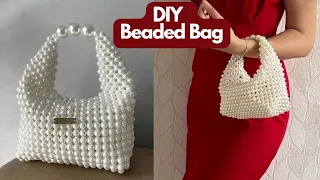 DIY || HOW TO MAKE THE TRENDY BOTTEGA VENETA BEADED BAG! A STEP-BY-STEP TUTORIAL PEARL BEADED BAG.