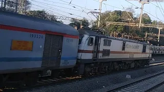 Twin tone honking of SRC WAP-7 skipping Kalwa With 12261 Howrah Duronto express