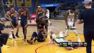 Warriors pressure the Celtics and Toscano-Anderson almost comes up with the steal