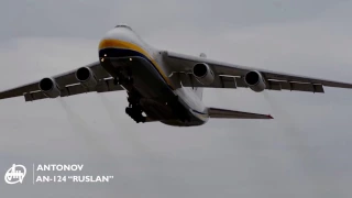 AN-124-100 is flying over the runway/АН-124-100 виконує прохід над злітно-посадковою смугою
