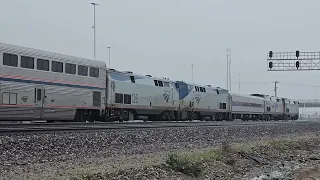 Late Amtrak Southwest Chief with Unusual Consist, Heritage 161 at Verdemont, CA  03/20/2023