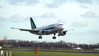 (4K) ALITALIA AIRBUS A319-111 EI-IMP LANDING AT EHAM POLDERBAAN 18R