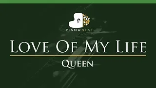 Queen - Love Of My Life - LOWER Key (Piano Karaoke / Sing Along)