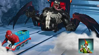Big & Small Spider Man The Train VS Venom The Train - BeamNG.Drive