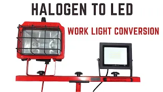 Inexpensive Halogen Work Light LED Conversion - LED Replacement - Convert Halogen Shop Light to LED