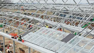 Drone View of Glass and Steel Construction