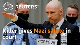 Norwegian killer Breivik gives Nazi salute at parole hearing
