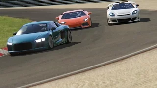 Battle Lamborghini Aventador LP700-4 vs Audi R8 V10 Plus vs GemballarMirage GT at Nordschleife