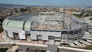 Arena Mrv 3/8 Cabines de TVs/ Estruturas da cobertura avançando/ túnel/ 26/04/2022