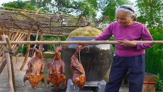 女兒回家，阿婆花2小時烤3 隻鴨，一家人吃個夠Grandma makes delicious roast duck for her family｜广西 美食｜ 玉林阿婆