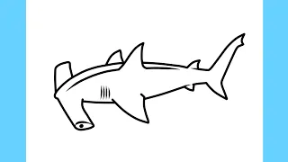 How to draw a Hammerhead Shark step by step / drawing hammer head shark easy