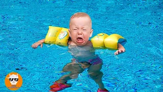 Most Adorable Swimming Baby Has Troubles in the Water For the First time || Just Funniest