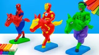 DIY two legged centaur mod Superheroes Hulk, Spider man, Iron Man with clay🧟 Polymer Clay Tutorial