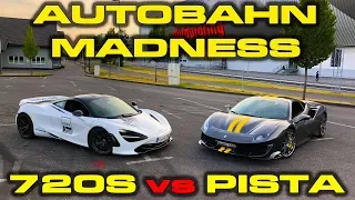 200 MPH AUTOBAHN MADNESS * Ferrari Pista vs McLaren 720S Roll Racing & Performance Testing