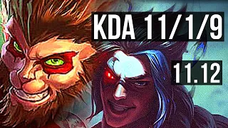 WUKONG vs KAYN (JUNGLE) | 11/1/9, 1.9M mastery, Legendary | EUW Master | v11.12