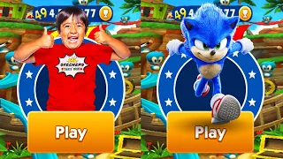 Tag with Ryan vs Sonic Dash - Movie Sonic vs All Bosses Zazz Eggman Babble - All Characters Unlocked