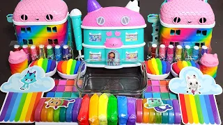 Rainbow Gabby SlimeMixing Makeup,Parts,Glitter Into Slime. #ASMR#satisfying#slime