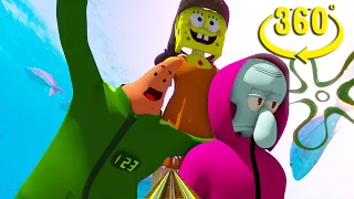 🔴VR 360° SpongeBob Square Pants Squid Word Game Roller Coaster Video