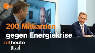 Kanzler Scholz, Habeck und Lindner zu 200-Milliarden-Paket und Gaspreisbremse | ZDFheute live