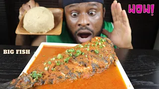 Mukbang Massive Tilapia Fish Pepper soup with Oatmeal Fufu/Asmr African food/Black in Japan.