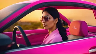 Dubai woman in pink car