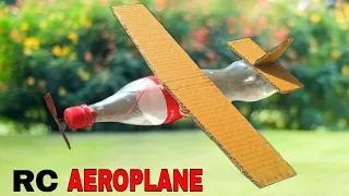 How to make flying aeroplane with cardboard and Coca-Cola bottle with motor