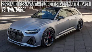 NEW! 2023 AUDI RS6 AVANT V8TT - FLORETT SILVER MATTE - Sounds, Accelerations, Details and more - 4K