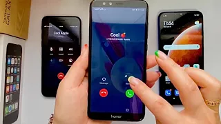 Triple calls Apple IPhone 7 vs Xiaomi Redmi Note 8 vs Honor 9 Lite/ Incoming & outgoing calls
