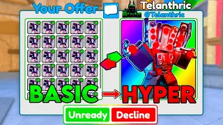 BASIC to HYPER UPGRADED TITAN SPEAKERMAN in ONE HOUR... (Toilet Tower Defense)