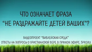 Что означает фраза 'не раздражайте детей ваших'?