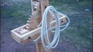 Rope making with wooden ropemaker