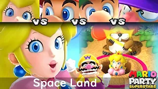 Mario Party Superstars Peach vs Mario vs Wario vs Waluigi in Space Land Master