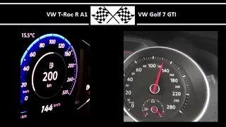 VW T-Roc R A1 VS. VW Golf 7 GTI - Acceleration 0-100km/h