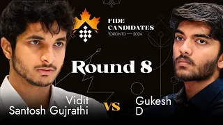 Round 8 | Vidit Gujrathi vs Gukesh D | FIDE Candidates 2024