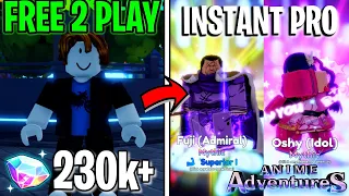 Rich Free To Play Noob w/ 200k+ Gems INSTANTLY Become PRO in Anime Adventure Roblox