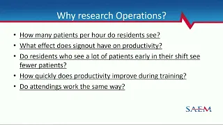 Emergency Department Operations On-Ramp: A Crash Course