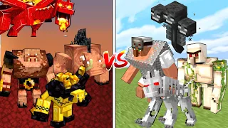 NETHER vs OVERWORLD in Minecraft Mob Battle