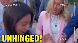 Marjorie Taylor Green CAUGHT ON CAMERA kicking a youth activist for asking her a question