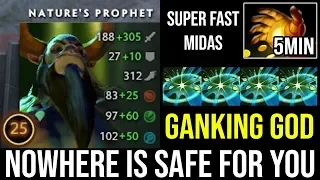 How to Fast Push Nature's Prophet Nowhere is Safe Mass Ganking Ez 21Kills 7.21d Dota 2