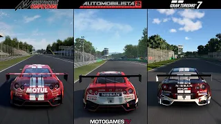 ACC vs Automobilista 2 vs Gran Turismo 7 - Nissan GT-R NISMO GT3 at Monza Comparison