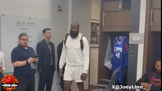 James Harden Visits The Clippers Locker Room For The First Time, Reunites With Russell Westbrook