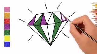 Diamond Coloring and Drawing with Glitters for kids