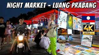 Luang Prabang Night market food market walking tour Laos virtual travel 4K