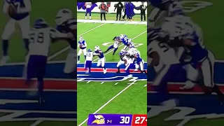 Bills make the best comeback in the fourth quarter with (45) seconds left against the Vikings 30-30