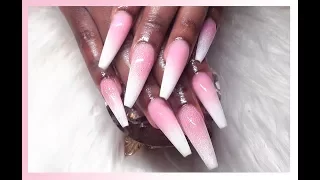 Watch Me Work: Pink & White Baby Boomer Acrylic Nails