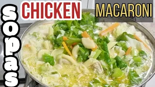 Sopas/Chicken Macaroni Soup with Celery and Whole Meatless Chicken/for Beginners Cooking Guide