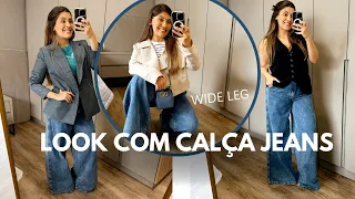 LOOKS COM CALÇA JEANS 2024 CALÇA JEANS WIDE LEG 👖