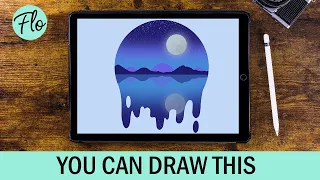 YOU Can Draw This NIGHT SCENE Landscape in PROCREATE | easy landscape drawing tutorial