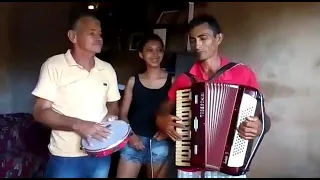 filho do Acordeon Luiz no pandeiro e a filha no triângulo🕺💃