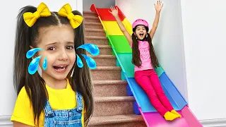 Cuento para niños sobre la seguridad en el tobogán de escaleras y cómo compartir